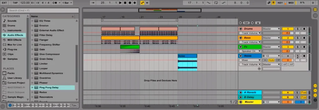 Insert white noise to Ableton Live 9 project