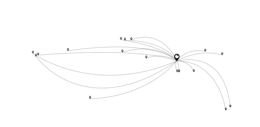 world Map connecting ilm knob black