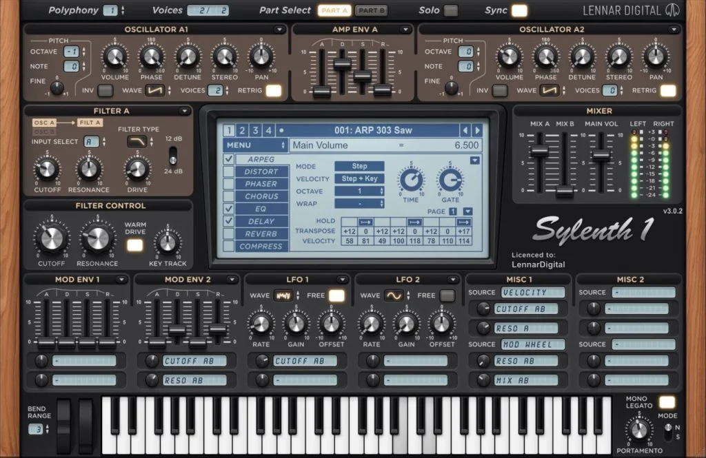Sylenth1 screenshot of the software