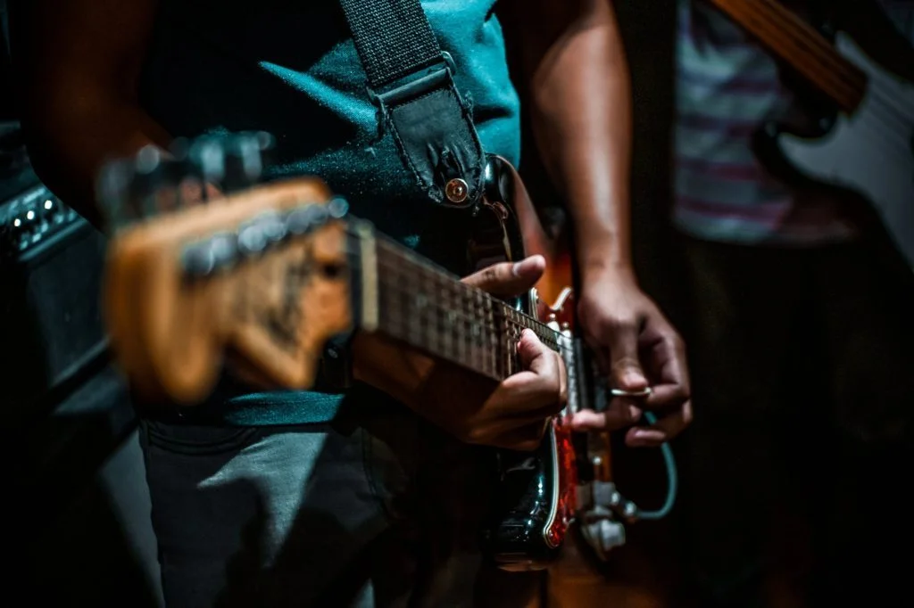 stage presenceGuitar recording close up