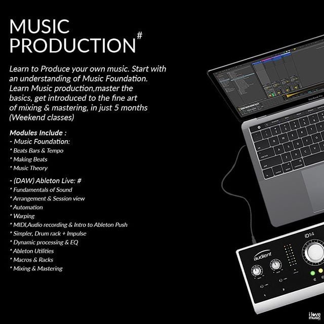 Music Production course info I Love Music Academy Poster